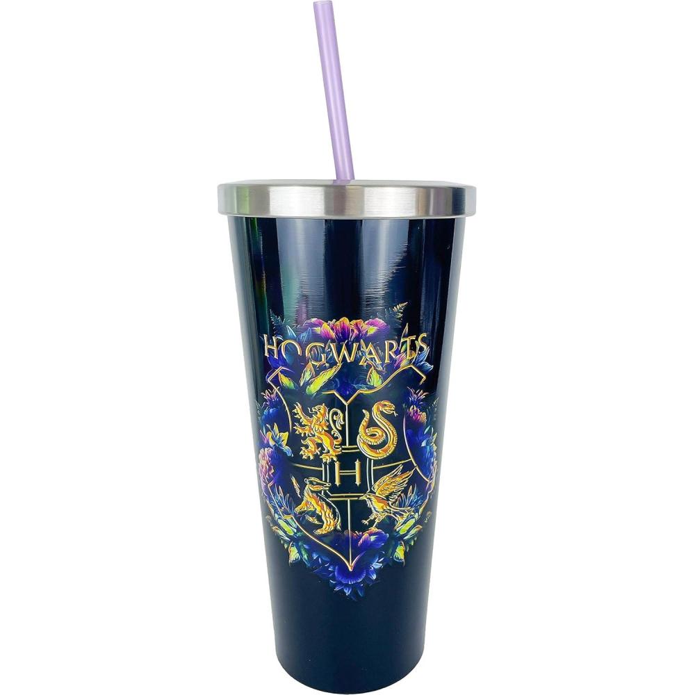 image:imageSpoontiques Scooby Doo Stainless Steel Tumbler 24oz Double Wall Insulated Travel Cup with StrawHogwarts Crest