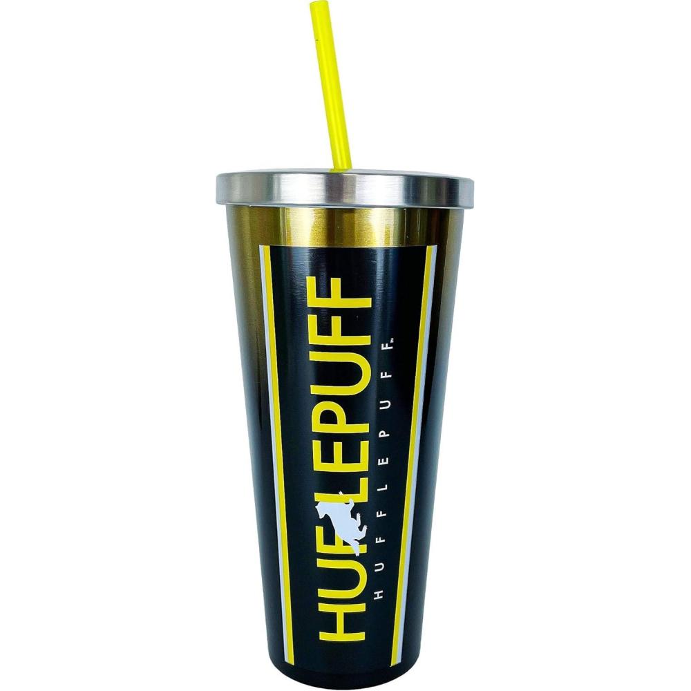 image:imageSpoontiques Scooby Doo Stainless Steel Tumbler 24oz Double Wall Insulated Travel Cup with StrawHufflepuff