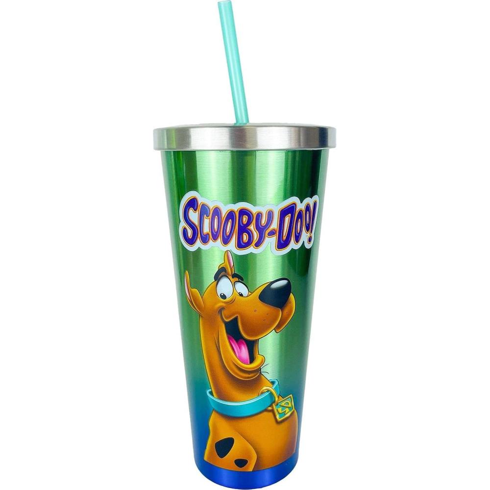 image:imageSpoontiques Scooby Doo Stainless Steel Tumbler 24oz Double Wall Insulated Travel Cup with StrawScooby Doo