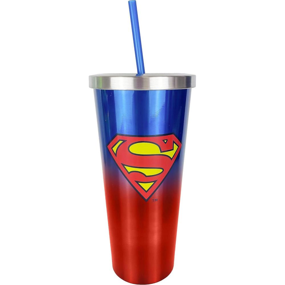 image:imageSpoontiques Scooby Doo Stainless Steel Tumbler 24oz Double Wall Insulated Travel Cup with StrawSuperman