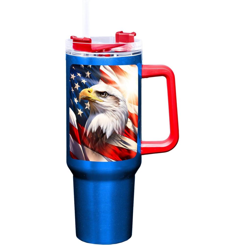 image:imageSpoontiques Stainless Steel Travel Mug 40oz  Double Wall Insulation Sturdy Handle Sliding Lock Travel Lid  CamoAmericana