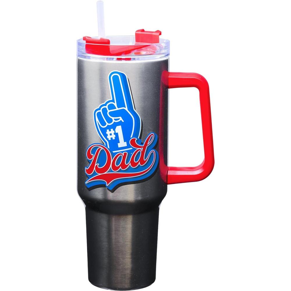 image:imageSpoontiques Stainless Steel Travel Mug 40oz  Double Wall Insulation Sturdy Handle Sliding Lock Travel Lid  CamoDad