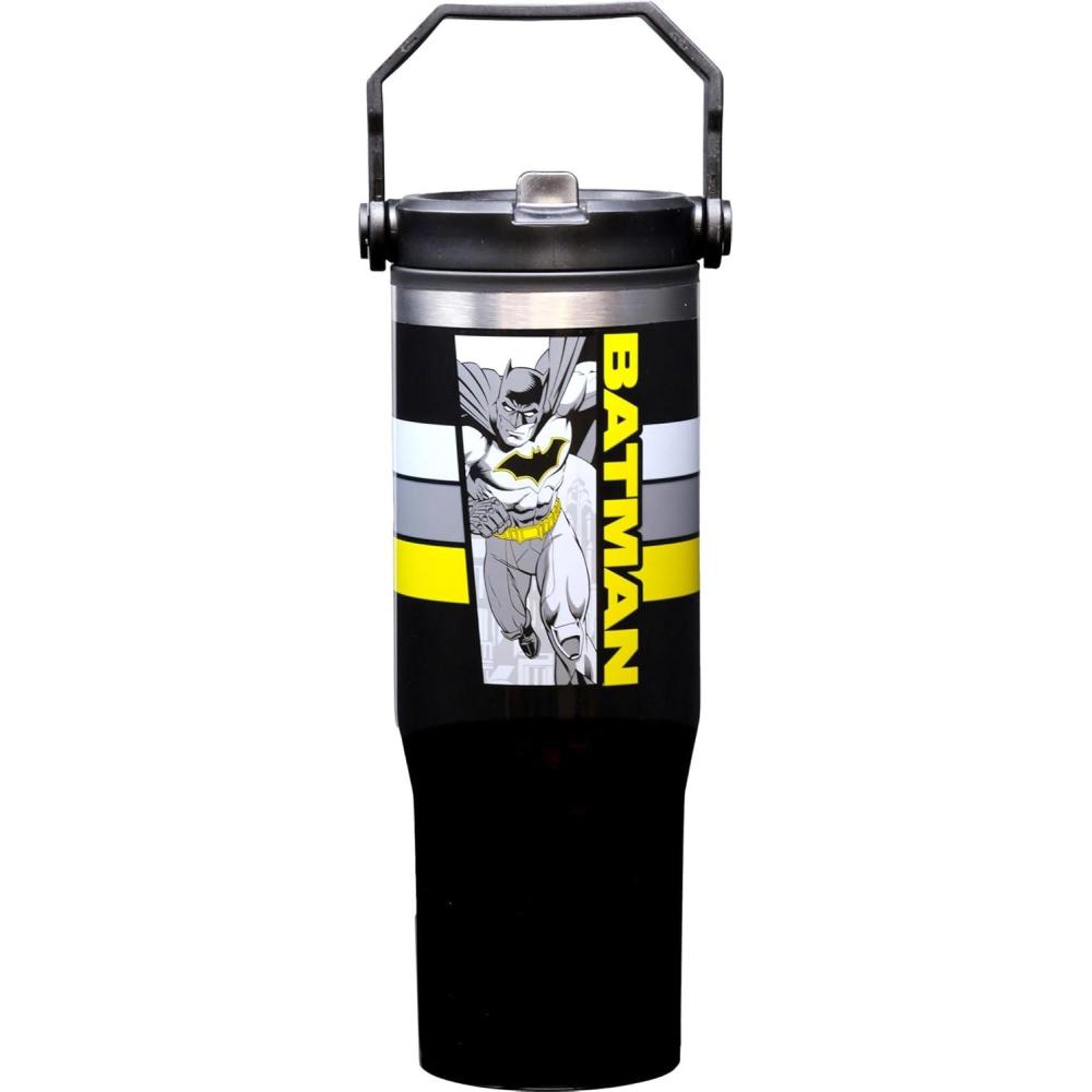 image:imageSpoontiques Wonder Woman Stainless Steel Water Bottle 10 Tall Twist Off Lid amp Carrying Handle Stainless Steel Outer Wall amp Acrylic Inner WallBatman