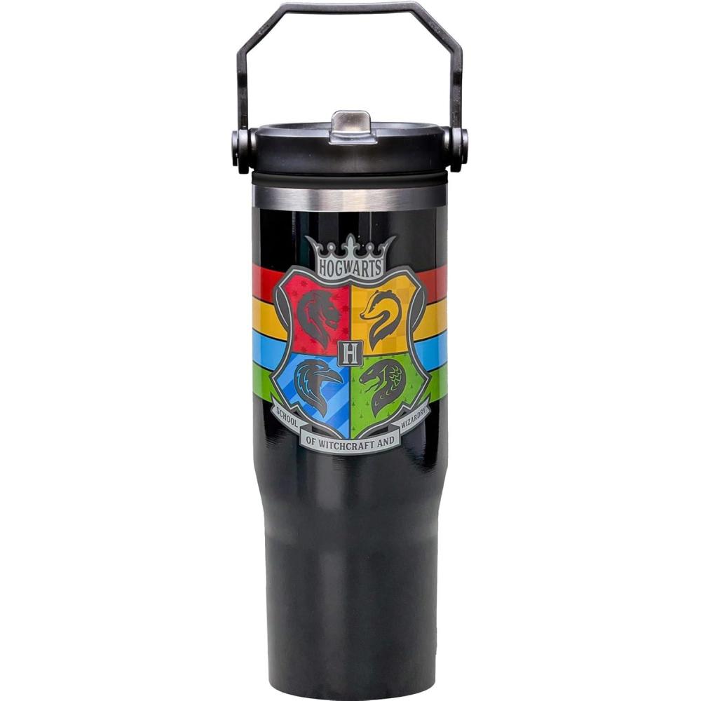 image:imageSpoontiques Wonder Woman Stainless Steel Water Bottle 10 Tall Twist Off Lid amp Carrying Handle Stainless Steel Outer Wall amp Acrylic Inner WallHogwarts