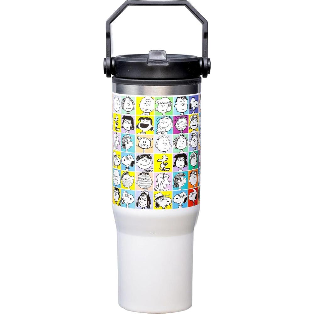 image:imageSpoontiques Wonder Woman Stainless Steel Water Bottle 10 Tall Twist Off Lid amp Carrying Handle Stainless Steel Outer Wall amp Acrylic Inner WallPeanuts Characters