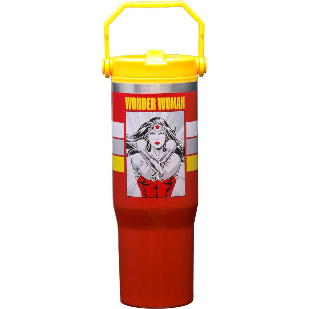 image:imageSpoontiques Wonder Woman Stainless Steel Water Bottle  10 Tall Twist Off Lid amp Carrying Handle  Stainless Steel Outer Wall amp Acrylic Inner WallWonder Woman