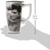 Spoontiques – Ceramic Travel Coffee Mug with Lid and Handle – Spill Proof Lid – Double Walled Mug for Hot and Cold Beverages – Microwave and Dishwasher Safe – Gilmore Girls Travel Mug(Elvis)