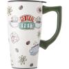 Spoontiques – Ceramic Travel Coffee Mug with Lid and Handle – Spill Proof Lid – Double Walled Mug for Hot and Cold Beverages – Microwave and Dishwasher Safe – Gilmore Girls Travel Mug(Central Perk)