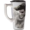 Spoontiques – Ceramic Travel Coffee Mug with Lid and Handle – Spill Proof Lid – Double Walled Mug for Hot and Cold Beverages – Microwave and Dishwasher Safe – Gilmore Girls Travel Mug(Elvis)