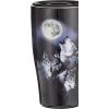 Spoontiques – Ceramic Travel Coffee Mug with Lid and Handle – Spill Proof Lid – Double Walled Mug for Hot and Cold Beverages – Microwave and Dishwasher Safe – Fishing Lures Travel Mug(Wolves)