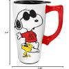 Spoontiques – Ceramic Travel Coffee Mug with Lid and Handle – Spill Proof Lid – Double Walled Mug for Hot and Cold Beverages – Microwave and Dishwasher Safe – Gilmore Girls Travel Mug(Peanuts Joe Cool)