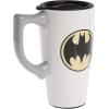 Spoontiques – Ceramic Travel Coffee Mug with Lid and Handle – Spill Proof Lid – Double Walled Mug for Hot and Cold Beverages – Microwave and Dishwasher Safe – Gilmore Girls Travel Mug(Batman)