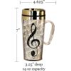 Spoontiques Insulated Travel Mug, 14oz – Double Wall Stainless & Acrylic Drink Cup with Twist Top Lid & Handle – Horse(Music)