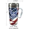 Spoontiques Insulated Travel Mug, 14oz – Double Wall Stainless & Acrylic Drink Cup with Twist Top Lid & Handle – Horse(US Air Force)