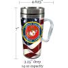 Spoontiques Insulated Travel Mug, 14oz – Double Wall Stainless & Acrylic Drink Cup with Twist Top Lid & Handle – Horse(US Marine)