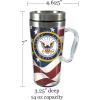 Spoontiques Insulated Travel Mug, 14oz – Double Wall Stainless & Acrylic Drink Cup with Twist Top Lid & Handle – Horse(US Navy)