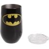 Spoontiques Mischief Managed Etched Stainless Steel Tumbler – Insulated Wine Tumbler with Lid – Double Wall Stainless Steel Stemless Wine Glass – 16oz – 5 5/8″ Tall(Batman)
