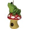 Spoontiques – Birdhouse – Garden Décor – Decorative Bird House for Yard and Garden Decoration – Hanging Novelty for Outdoor Patio – Gnome Birdhouse(Frog on Mushroom)