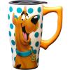 Spoontiques – Ceramic Travel Coffee Mug with Lid and Handle – Spill Proof Lid – Double Walled Mug for Hot and Cold Beverages – Microwave and Dishwasher Safe – Gilmore Girls Travel Mug(Scooby Doo)