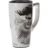 Spoontiques – Ceramic Travel Coffee Mug with Lid and Handle – Spill Proof Lid – Double Walled Mug for Hot and Cold Beverages – Microwave and Dishwasher Safe – Gilmore Girls Travel Mug(Elvis)