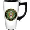 Spoontiques – Ceramic Travel Coffee Mug with Lid and Handle – Spill Proof Lid – Double Walled Mug for Hot and Cold Beverages – Microwave and Dishwasher Safe – Fishing Lures Travel Mug(Army)