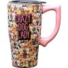 Spoontiques – Ceramic Travel Coffee Mug with Lid and Handle – Spill Proof Lid – Double Walled Mug for Hot and Cold Beverages – Microwave and Dishwasher Safe – Fishing Lures Travel Mug(Crazy Dog Lady)