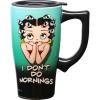 Spoontiques – Ceramic Travel Coffee Mug with Lid and Handle – Spill Proof Lid – Double Walled Mug for Hot and Cold Beverages – Microwave and Dishwasher Safe – Gilmore Girls Travel Mug(Betty Boop Mornings)