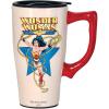 Spoontiques – Ceramic Travel Coffee Mug with Lid and Handle – Spill Proof Lid – Double Walled Mug for Hot and Cold Beverages – Microwave and Dishwasher Safe – Gilmore Girls Travel Mug(Wonder Woman)