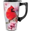 Spoontiques – Ceramic Travel Coffee Mug with Lid and Handle – Spill Proof Lid – Double Walled Mug for Hot and Cold Beverages – Microwave and Dishwasher Safe – Fishing Lures Travel Mug(Cardinal)
