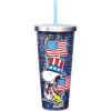 Spoontiques – Glitter Filled Acrylic Tumbler – Glitter Cup with Straw – 20 oz – Stainless Steel Locking Lid with Straw – Double Wall Insulated – BPA Free – Frosty the Snowman Glitter Cup(Peanuts Americana)