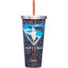 Spoontiques – Glitter Filled Acrylic Tumbler – Glitter Cup with Straw – 20 oz – Stainless Steel Locking Lid with Straw – Double Wall Insulated – BPA Free – Frosty the Snowman Glitter Cup(Superman Legacy)
