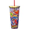 Spoontiques – Glitter Filled Acrylic Tumbler – Glitter Cup with Straw – 20 oz – Stainless Steel Locking Lid with Straw – Double Wall Insulated – BPA Free – Frosty the Snowman Glitter Cup(Superman)