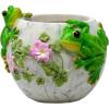 Spoontiques Decorative Flower Pots for Indoor and Outdoor Use – Hand Painted Resin Plant Pot – Home and Garden Décor (Grandma, 5.75″ x 5.75″ x 4.25″)(Frogs)