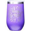 Spoontiques Happy Birthday Etched Stainless Steel Tumbler – Insulated Wine Tumbler with Lid – Double Wall Stainless Steel Stemless Wine Glass – 16oz – 5 5/8″ Tall