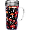 Spoontiques Insulated Travel Mug, 14oz – Double Wall Stainless & Acrylic Drink Cup with Twist Top Lid & Handle – Horse(Mushroom)