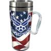 Spoontiques Insulated Travel Mug, 14oz – Double Wall Stainless & Acrylic Drink Cup with Twist Top Lid & Handle – Horse(US Air Force)