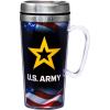 Spoontiques Insulated Travel Mug, 14oz – Double Wall Stainless & Acrylic Drink Cup with Twist Top Lid & Handle – Horse(US Army)