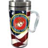 Spoontiques Insulated Travel Mug, 14oz – Double Wall Stainless & Acrylic Drink Cup with Twist Top Lid & Handle – Horse(US Marine)