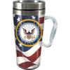 Spoontiques Insulated Travel Mug, 14oz – Double Wall Stainless & Acrylic Drink Cup with Twist Top Lid & Handle – Horse(US Navy)