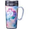 Spoontiques Insulated Travel Mug, 14oz – Double Wall Stainless & Acrylic Drink Cup with Twist Top Lid & Handle – Horse(Unicorn)