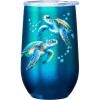 Spoontiques Sea Turtle Stainless Steel Tumbler – Insulated Wine Tumbler with Lid – Double Wall Stainless Steel Stemless Wine Glass – 16oz – 5 5/8″ Tall(Sea Turtle)