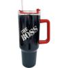 Spoontiques Stainless Steel Travel Mug, 40oz – Double Wall Insulation, Sturdy Handle, Sliding Lock Travel Lid – Camo(Boss)