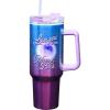 Spoontiques Stainless Steel Travel Mug, 40oz – Double Wall Insulation, Sturdy Handle, Sliding Lock Travel Lid – Camo(Moon & Back)