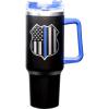Spoontiques Stainless Steel Travel Mug, 40oz – Double Wall Insulation, Sturdy Handle, Sliding Lock Travel Lid – Camo(Police  Etched)