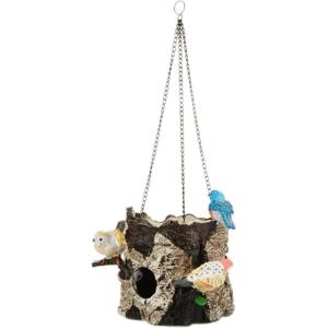 Spoontiques – Birdhouse – Garden Décor – Decorative Bird House for Yard and Garden Decoration – Hanging Novelty for Outdoor Patio – Birds/Tree Stump(Birds Tree Stump)