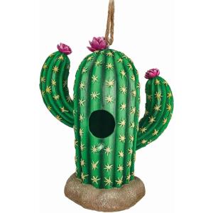 Spoontiques – Birdhouse – Garden Décor – Decorative Bird House for Yard and Garden Decoration – Hanging Novelty for Outdoor Patio – Gnome Birdhouse(Cactus)