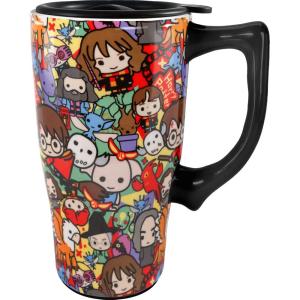 Spoontiques – Ceramic Travel Coffee Mug with Lid and Handle – Spill Proof Lid – Double Walled Mug for Hot and Cold Beverages – Microwave and Dishwasher Safe – Gilmore Girls Travel Mug(Harry Potter)