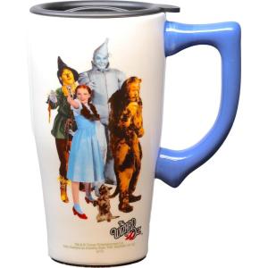 Spoontiques – Ceramic Travel Coffee Mug with Lid and Handle – Spill Proof Lid – Double Walled Mug for Hot and Cold Beverages – Microwave and Dishwasher Safe – Gilmore Girls Travel Mug(Wizard of Oz)