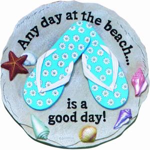 Spoontiques – Garden Décor – Beach Sandals Stepping Stone – Decorative Stone for Garden