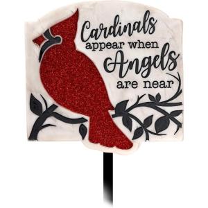 Spoontiques – Garden Décor – Garden Stake – Decorative Stake for Lawn and Yard – 24” High – Durable Weather Resistant Resin Sign for Home Décor – Cardinal Memorial Garden Stake(Glitter Cardinal)